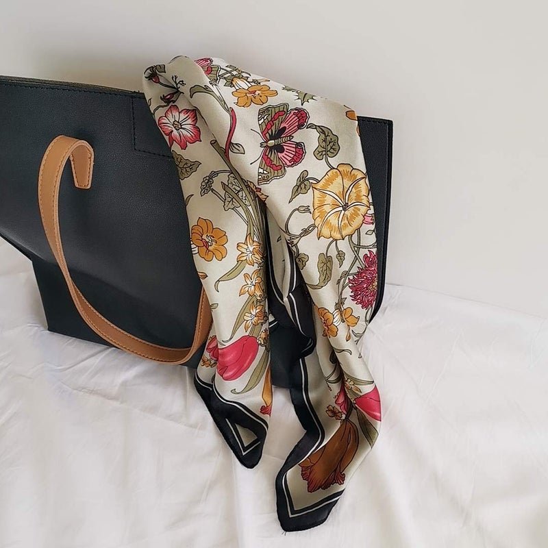 FONYVE Silk Feeling Scarf Medium Square Satin Head Wrap for Women 27.5 inches - Image 5